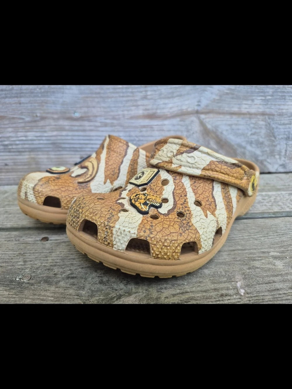 Jurrasic Park CROCS Clog Sandals - Brown & Cream